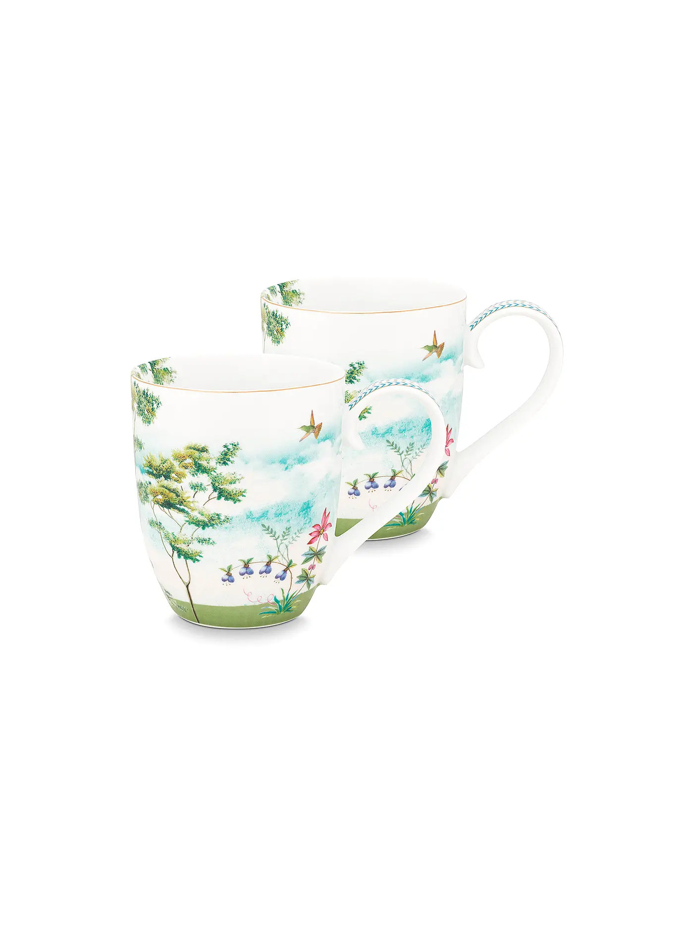 PIP STUDIO | Henkelbecher Set 2er X-Large JOLIE 450ml Heron Green | weiss
